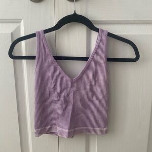 Ribbed Purple V neck Tank